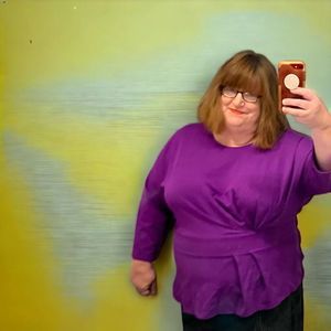 Eloquii Purple Side Gather Pleat Top Plus Size 24